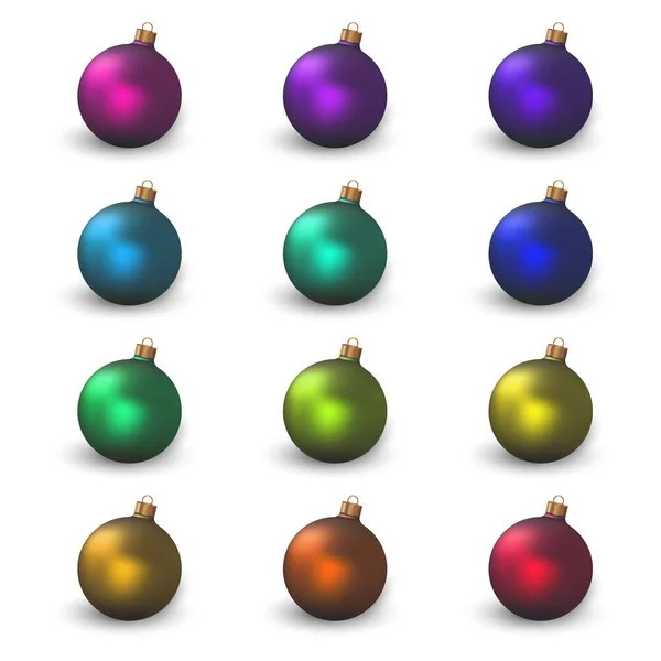 Set Vector Illustration Christmas Ball Isolated Realistic Decorations — Stock Vector