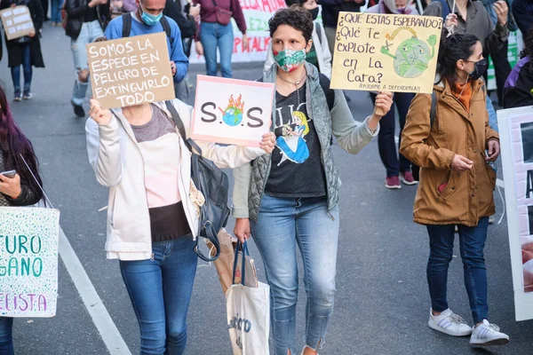 Buenos Aires Argentina Sep 2021 Global Climate Strike Människor Med — Stockfoto