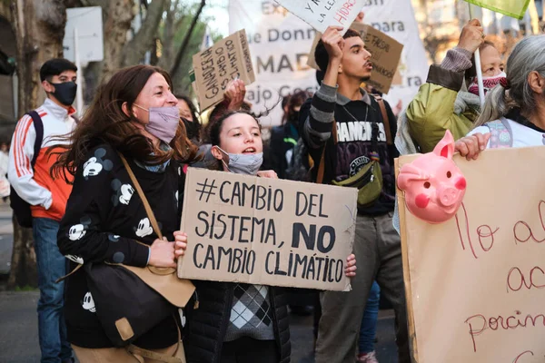 Buenos Aires Argentina Septiembre 2021 Huelga Climática Global Personas Protestando — Foto de Stock