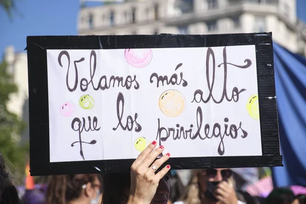 Caba Buenos Aires Argentina Března 2022 Mezinárodní Feministická Stávka Mladá — Stock fotografie