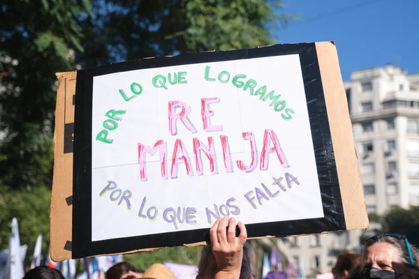 Caba Buenos Aires Argentina Marzo 2022 Sciopero Femminista Internazionale Una — Foto Stock