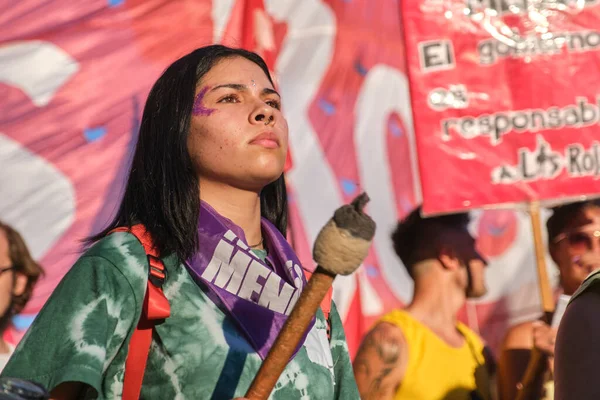 Μπουένος Άιρες Αργεντινή Μαρτίου 2022 Διεθνής Φεμινιστική Απεργία Σοβαρή Έκφραση — Φωτογραφία Αρχείου