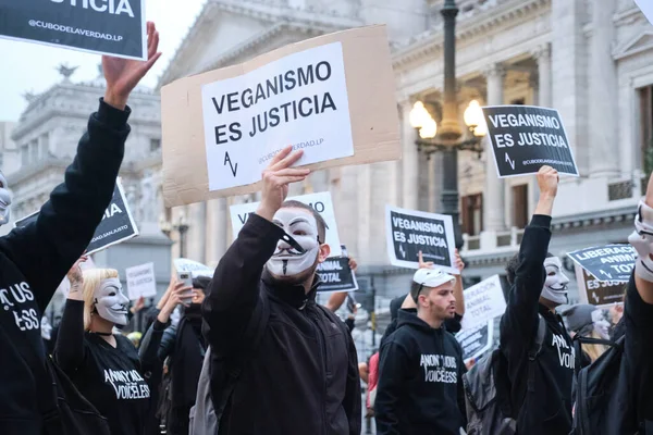 Буэнос Айрес Аргентина Ноября 2021 Всемирный День Вегетарианства Активисты Маршируют — стоковое фото