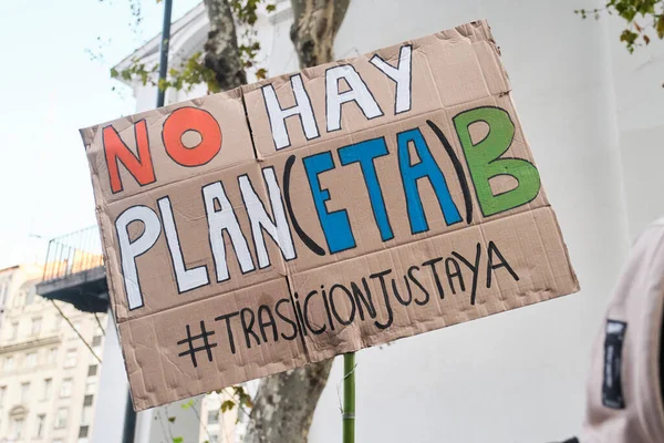 Buenos Aires Argentina April 2022 Earth Day Demonstration Environmentalist Cardboard — Fotografia de Stock