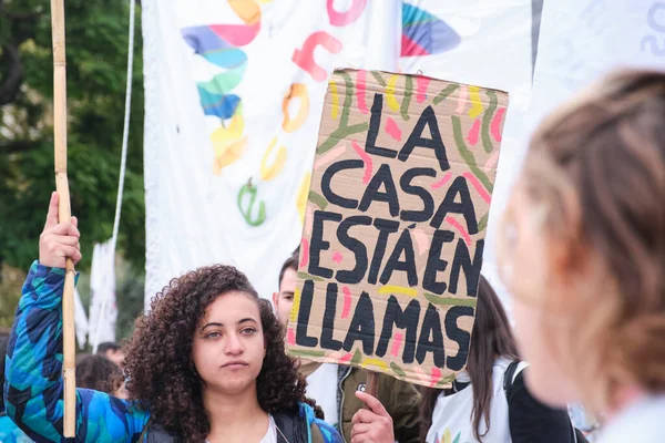 Buenos Aires Argentina Abril 2022 Manifestação Dia Terra Jovem Ativista — Fotografia de Stock