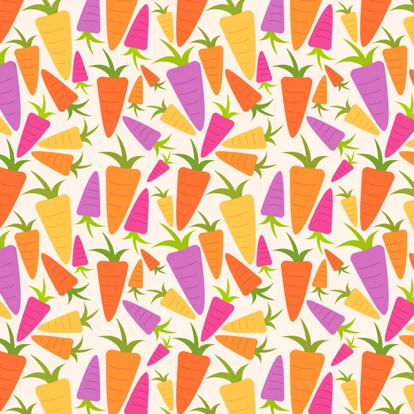 Seamless pattern of heirloom carrots of different colors, concept of healthy vegan bio food and organic agriculture based on native seeds.