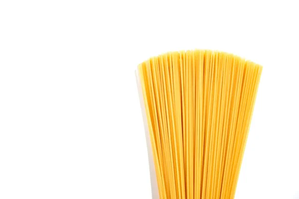 Italian Food Concept Bunch Raw Long Pasta Spaghetti White Background — Zdjęcie stockowe