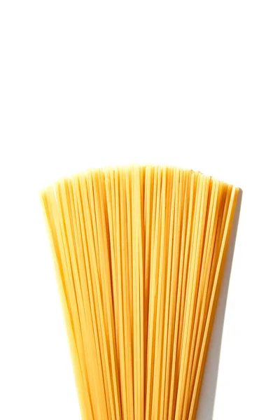 Italian Food Concept Bunch Raw Long Pasta Spaghetti White Background — Zdjęcie stockowe