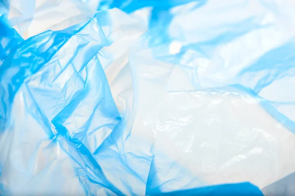 White Blue Plastic Background Wrinkled Single Use Bag Concepts Sustainability — Stockfoto