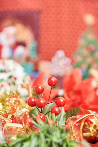 Traditionelle Weihnachten Thema Hintergrund Mit Rot Grün Und Gold Rote — Stockfoto