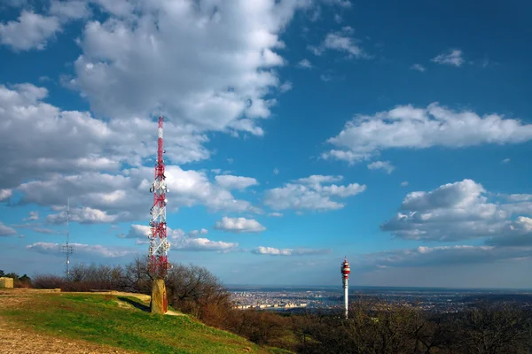 Landscape with transmission tower — Stock Photo, Image