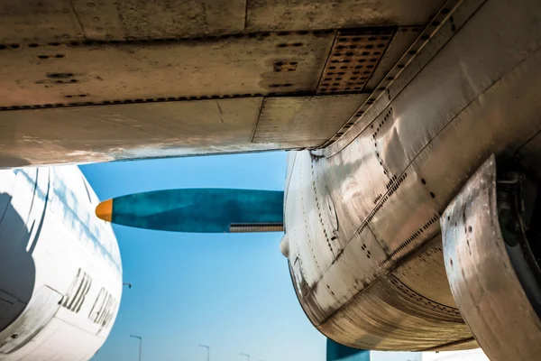 Airplane body closeup photo — Stock Photo, Image