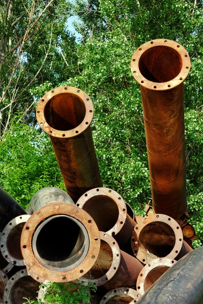 Large pipes running into the lake — Stock Photo, Image