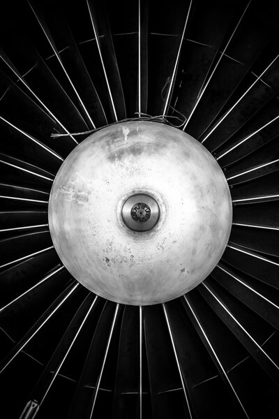 Closeup of a jet engine