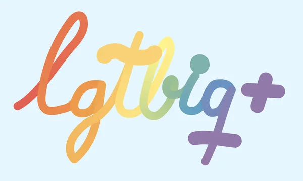 Letras lgbtiq en vector con gradiente de arco iris multicolor — Vector de stock