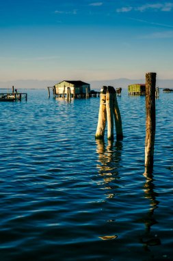 Venedik lagününün balıkçı evleriyle, Pellestrina adasıyla, Venedik lagünüyle, İtalya