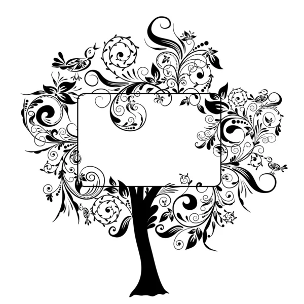 Arbre floral décoratif, vecteur — Image vectorielle