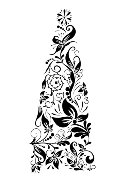 Decorative floral christmas tree, vector — Stock Vector