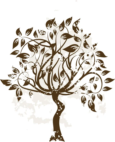 Dekoratif grunge ağaç, vektör çizim — Stok Vektör