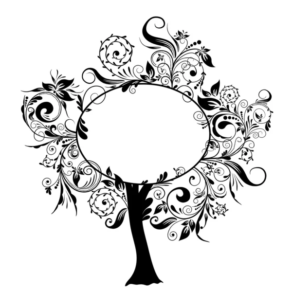 Árbol floral decorativo, vector — Vector de stock