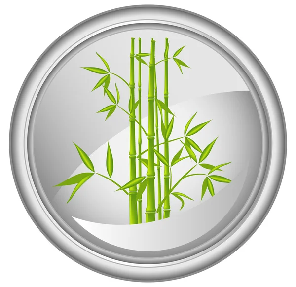 Button with a bamboo, vector — Stock Vector