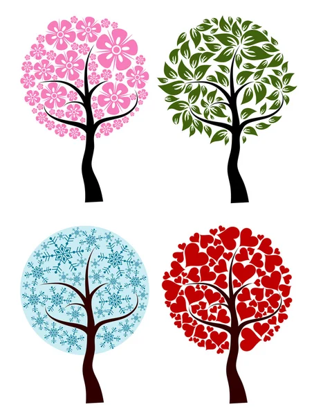 San Valentín, primavera, fondo del árbol de invierno, vector — Vector de stock