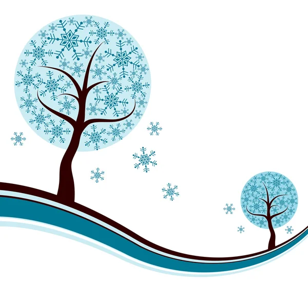 Fondo decorativo del árbol de invierno, vector — Archivo Imágenes Vectoriales