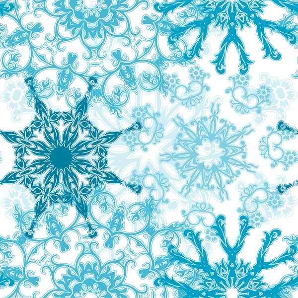 Seamless snowflakes pattern, vector — Stock Vector