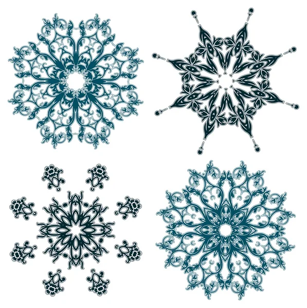 Copos de nieve florales, vector — Vector de stock