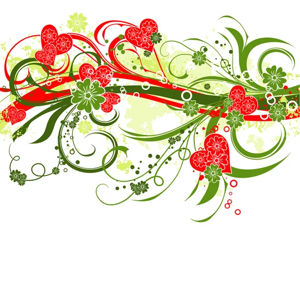 Valentines grunge floral achtergrond, vector — Stockvector