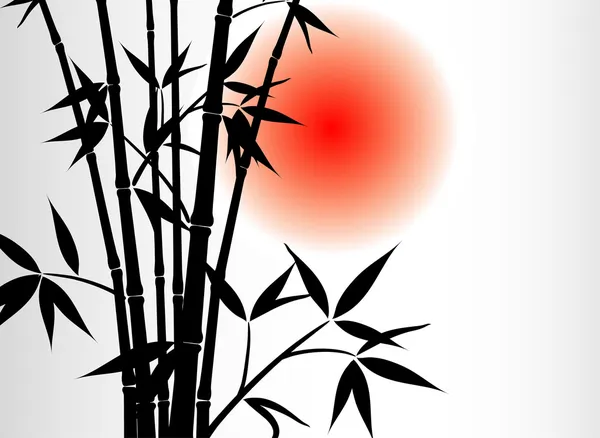 Bambusové pozadí a slunce, vektorové — Stockový vektor