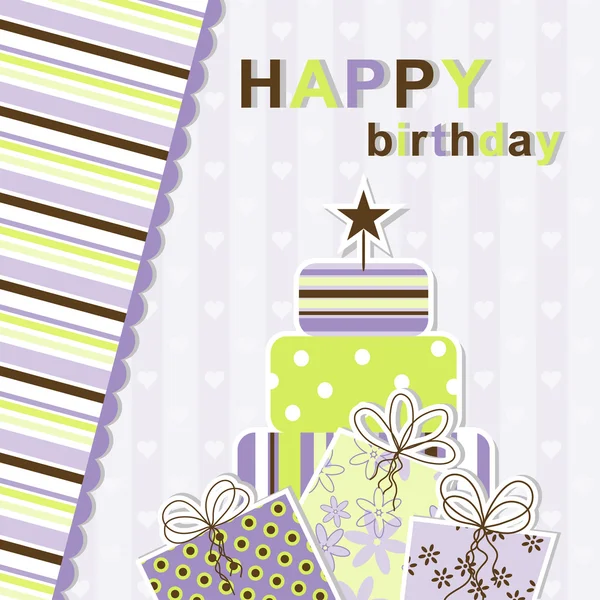 Tarjeta de felicitación de cumpleaños de la plantilla, vector — Vector de stock