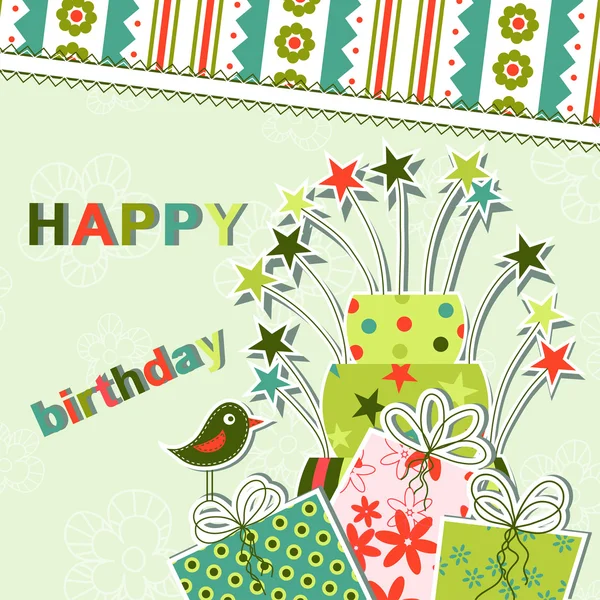 Template birthday greeting card, vector — Stock Vector