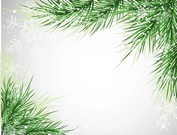 クリスマス ツリーの背景、ベクトル スノーフレーク — ストックベクタ