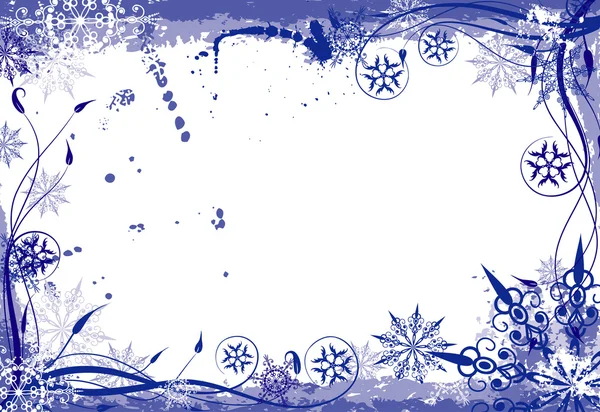 Grunge d'hiver cadre floral, vecteur — Image vectorielle