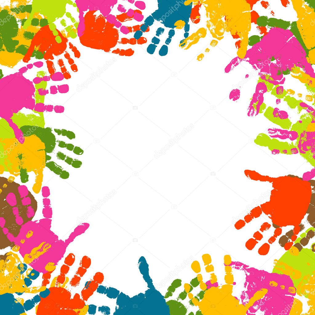 Abstract background, prints of hands of the child, vector Stock Vector  Image by ©Tolchik #25855139