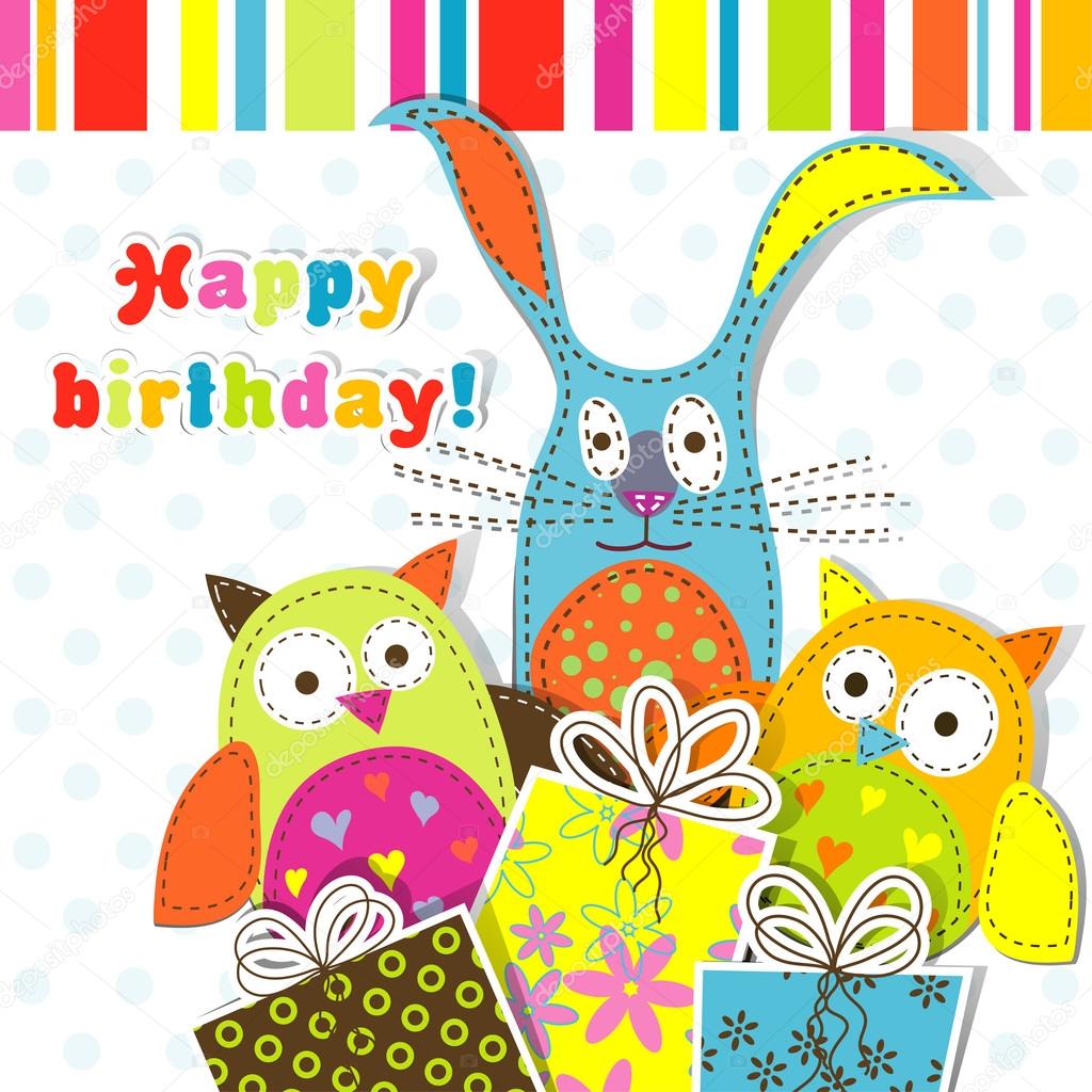 Template birthday greeting card, vector — Stock Vector © Tolchik #26567999