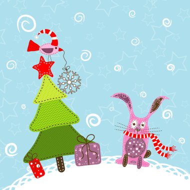 Şablon Noel tebrik kartı, vektör