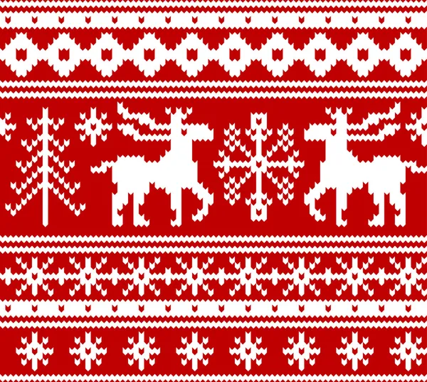 Nahtlos gestricktes Weihnachtsmuster, Vektor — Stockvektor