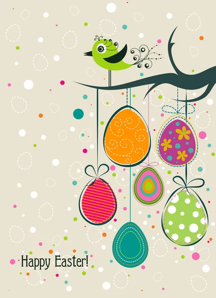 Tarjeta de felicitación de Pascua de plantilla, vector — Vector de stock