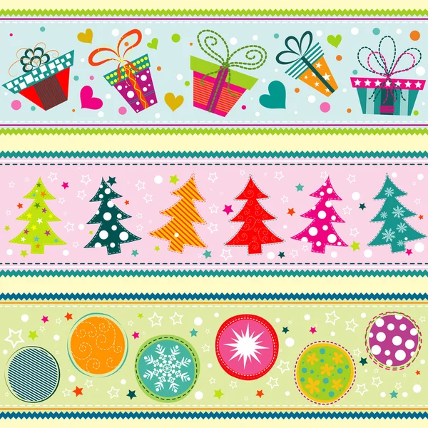 Şablon Noel tebrik kartı, şerit, vektör — Stok Vektör