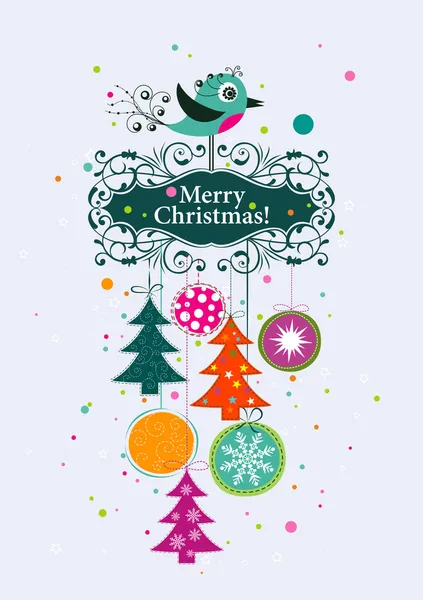 Şablon Noel tebrik kartı, şerit, vektör — Stok Vektör