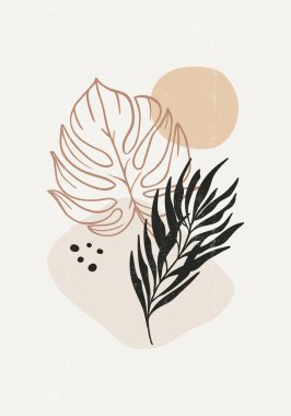 Gün batımının ortalarında boho minimalist basılabilir duvar sanatı soyut ev dekoru güneş desenli bohem sanat eserleri, vektör