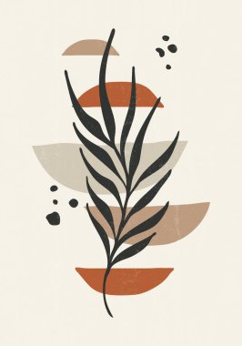 Gün batımının ortalarında boho minimalist basılabilir duvar sanatı soyut ev dekoru güneş desenli bohem sanat eserleri, vektör