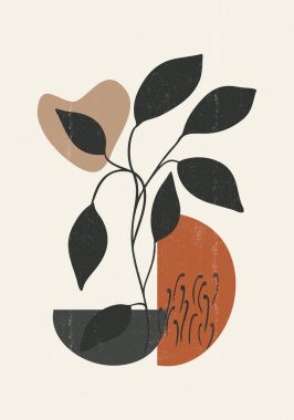 Gün batımının ortalarında boho minimalist basılabilir duvar sanatı soyut ev dekoru güneş desenli bohem sanat eserleri, vektör