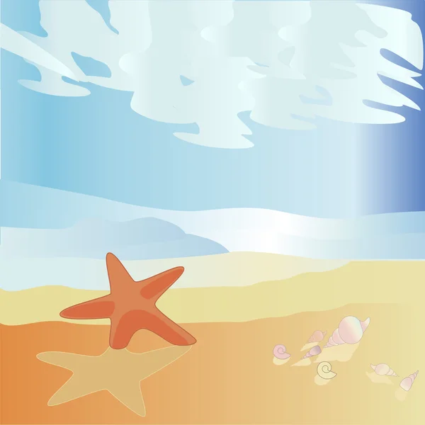 Starfish on the Beach. — Stock Vector
