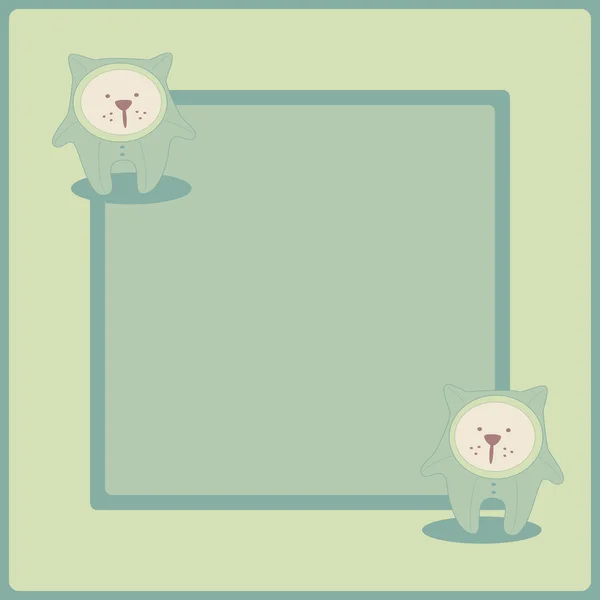 Cute vector background. Frame with kitty.