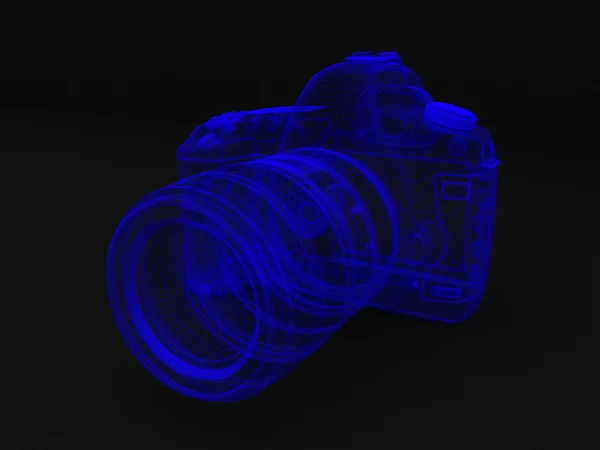 Camera (3D-blauw transparant) — Stockfoto