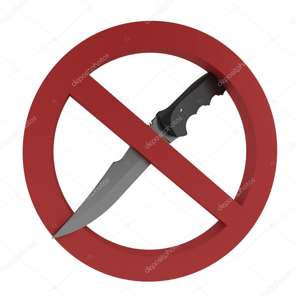 Knifes forbidden sign isolated over white background