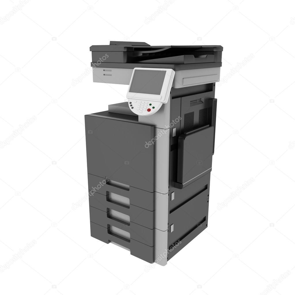 Office multifunction printer isolated on white background